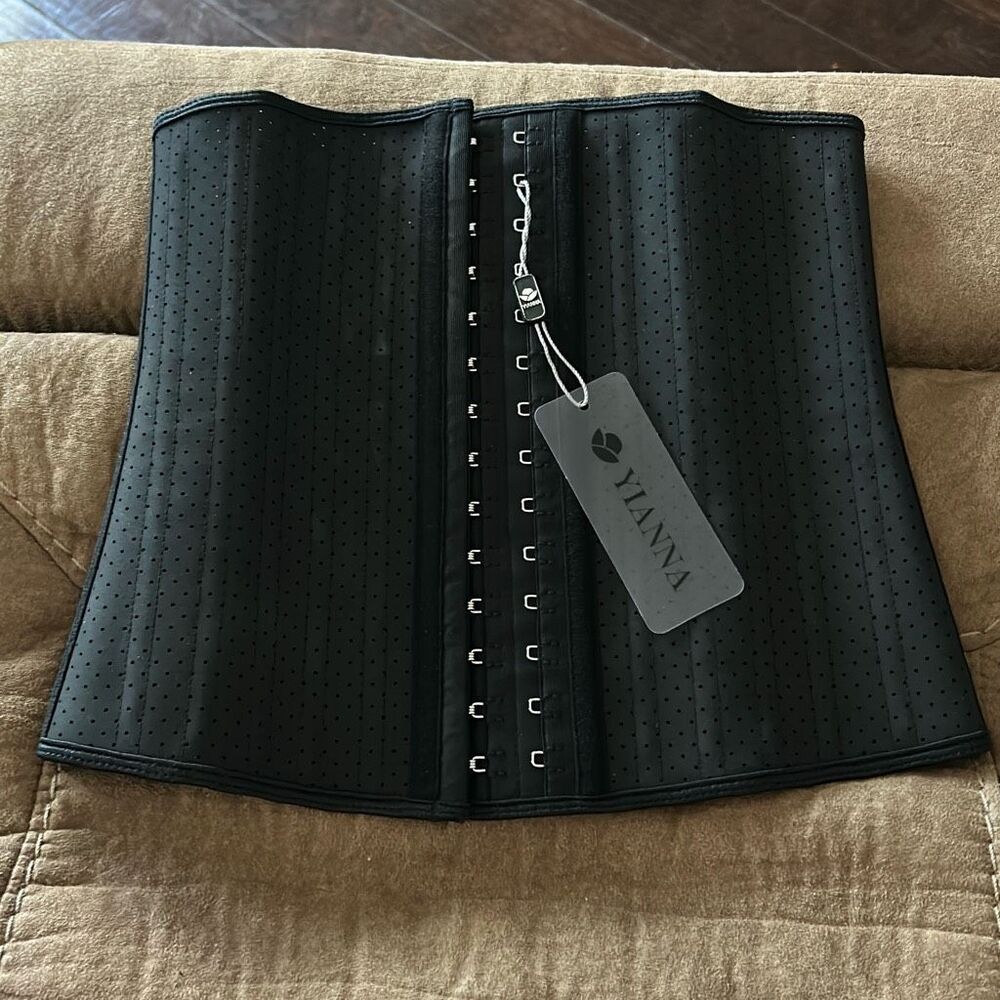 YIANNA Waist Trainer for Women Latex Underbust Waist Cincher Corset. Black. XS.